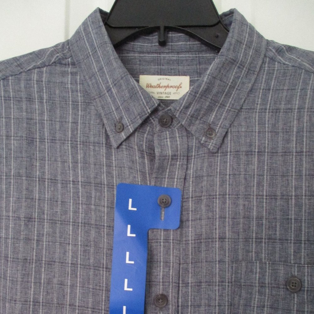 Weatherproof Mens S/S Gray Button Down Casual Shirt NWT - Size Large